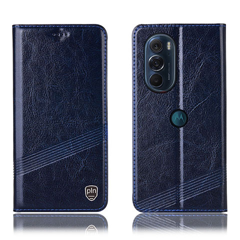 Funda de Cuero Cartera con Soporte Carcasa H09P para Motorola Moto Edge Plus (2022) 5G Azul