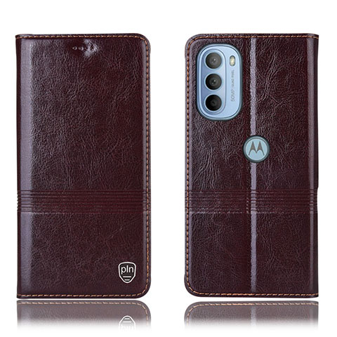 Funda de Cuero Cartera con Soporte Carcasa H09P para Motorola Moto G31 Marron