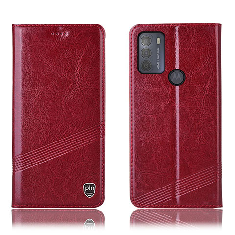 Funda de Cuero Cartera con Soporte Carcasa H09P para Motorola Moto G50 Rojo