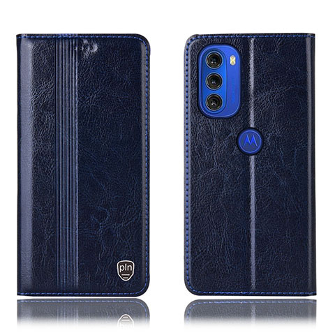 Funda de Cuero Cartera con Soporte Carcasa H09P para Motorola Moto G51 5G Azul