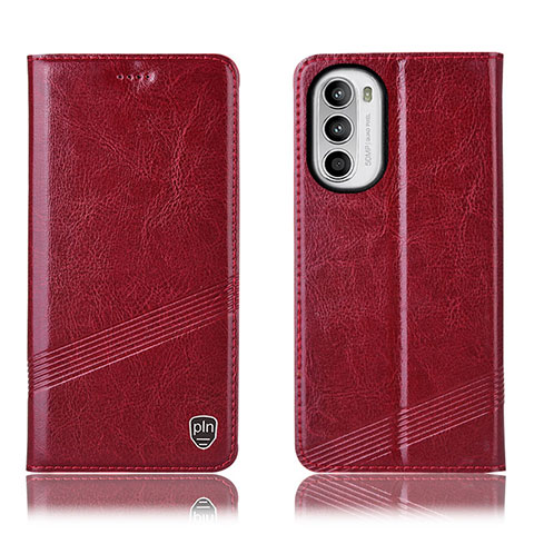 Funda de Cuero Cartera con Soporte Carcasa H09P para Motorola MOTO G52 Rojo