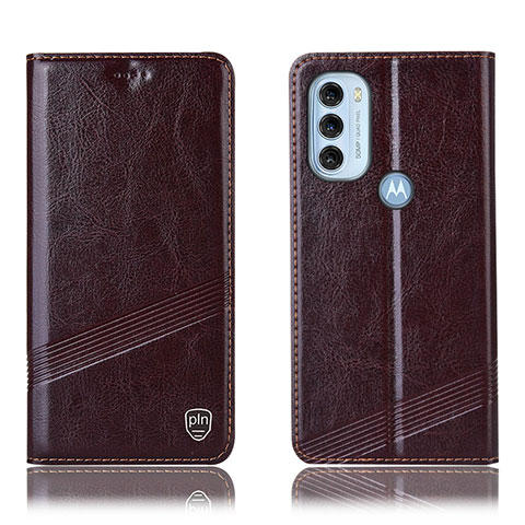 Funda de Cuero Cartera con Soporte Carcasa H09P para Motorola Moto G71 5G Marron