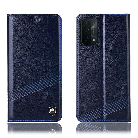 Funda de Cuero Cartera con Soporte Carcasa H09P para Oppo A54 5G Azul