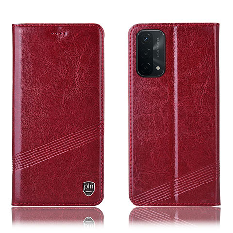 Funda de Cuero Cartera con Soporte Carcasa H09P para Oppo A54 5G Rojo