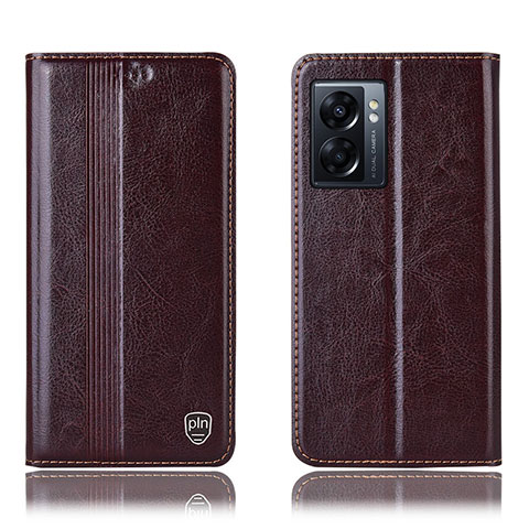 Funda de Cuero Cartera con Soporte Carcasa H09P para Oppo A56S 5G Marron