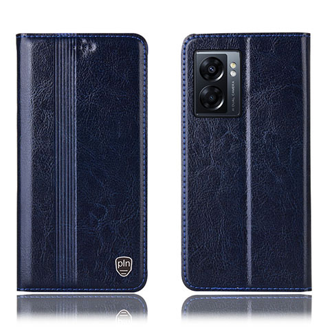 Funda de Cuero Cartera con Soporte Carcasa H09P para Oppo A77 5G Azul