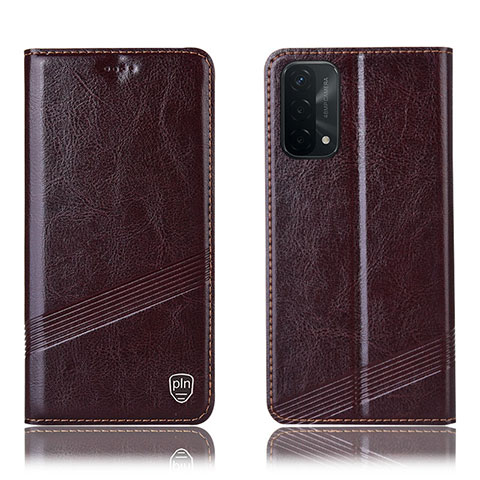 Funda de Cuero Cartera con Soporte Carcasa H09P para Oppo A93 5G Marron