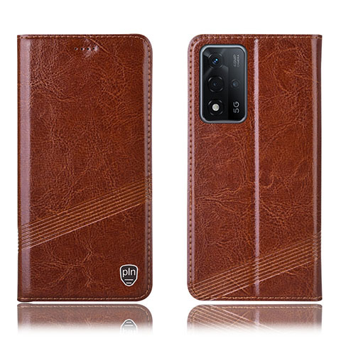 Funda de Cuero Cartera con Soporte Carcasa H09P para Oppo A93s 5G Marron Claro