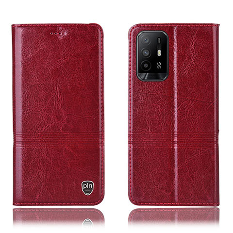 Funda de Cuero Cartera con Soporte Carcasa H09P para Oppo A94 5G Rojo