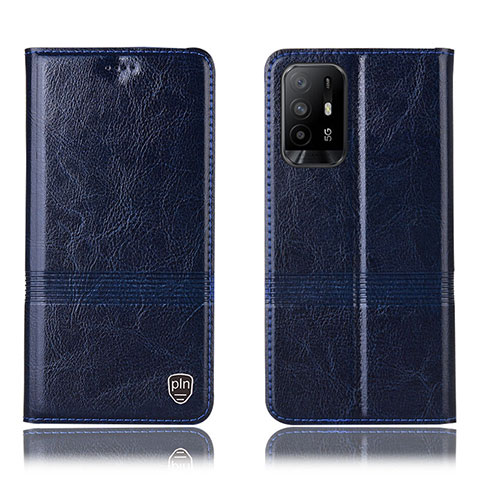 Funda de Cuero Cartera con Soporte Carcasa H09P para Oppo A95 5G Azul