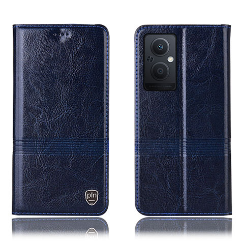 Funda de Cuero Cartera con Soporte Carcasa H09P para Oppo A96 5G Azul