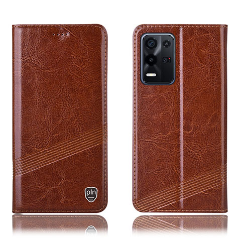 Funda de Cuero Cartera con Soporte Carcasa H09P para Oppo K9X 5G Marron Claro