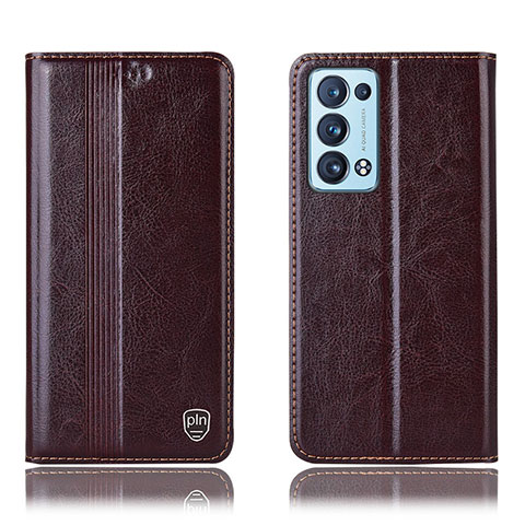 Funda de Cuero Cartera con Soporte Carcasa H09P para Oppo Reno6 Pro+ Plus 5G Marron