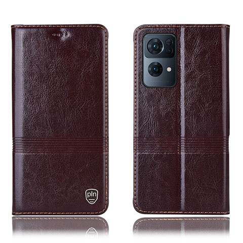 Funda de Cuero Cartera con Soporte Carcasa H09P para Oppo Reno7 Pro 5G Marron