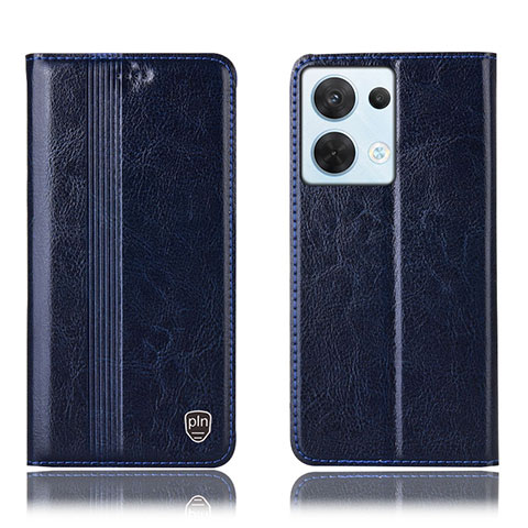 Funda de Cuero Cartera con Soporte Carcasa H09P para Oppo Reno8 5G Azul