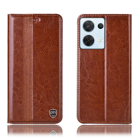 Funda de Cuero Cartera con Soporte Carcasa H09P para Oppo Reno8 5G Marron Claro