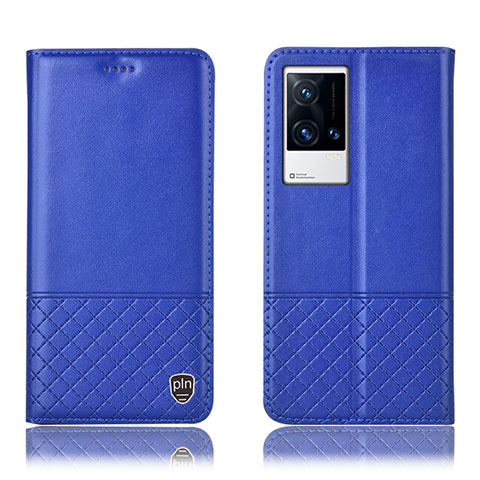 Funda de Cuero Cartera con Soporte Carcasa H09P para Vivo iQOO 8 5G Azul