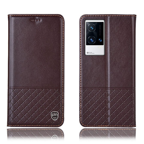 Funda de Cuero Cartera con Soporte Carcasa H09P para Vivo iQOO 8 Pro 5G Marron