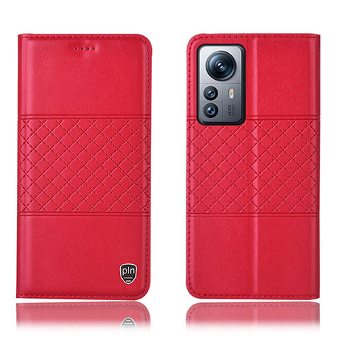 Funda de Cuero Cartera con Soporte Carcasa H09P para Xiaomi Mi 12X 5G Rojo