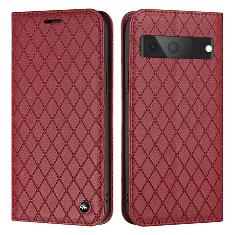 Funda de Cuero Cartera con Soporte Carcasa H09X para Google Pixel 7 5G Rojo