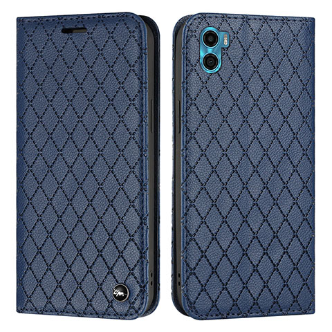 Funda de Cuero Cartera con Soporte Carcasa H09X para Motorola Moto E22S Azul