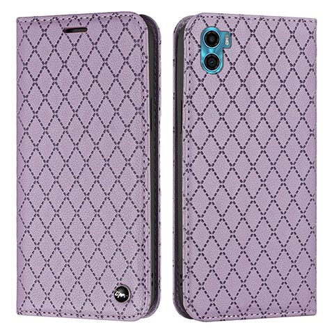 Funda de Cuero Cartera con Soporte Carcasa H09X para Motorola Moto E22S Morado