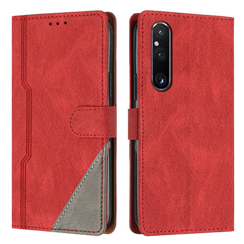 Funda de Cuero Cartera con Soporte Carcasa H09X para Sony Xperia 1 V Rojo