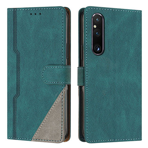 Funda de Cuero Cartera con Soporte Carcasa H09X para Sony Xperia 1 V Verde