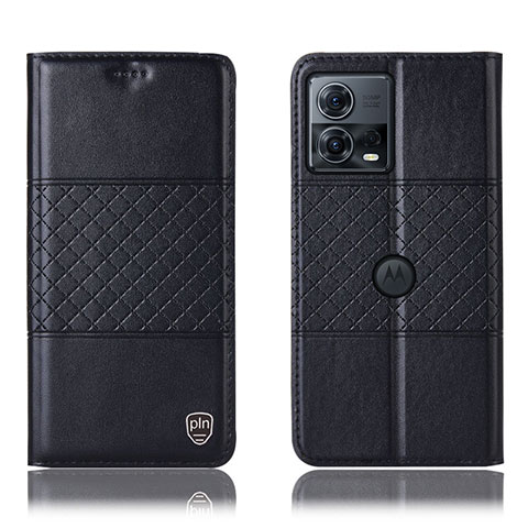 Funda de Cuero Cartera con Soporte Carcasa H10P para Motorola Moto Edge 30 Fusion 5G Negro