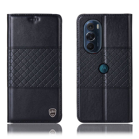 Funda de Cuero Cartera con Soporte Carcasa H10P para Motorola Moto Edge 30 Pro 5G Negro