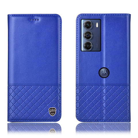 Funda de Cuero Cartera con Soporte Carcasa H10P para Motorola Moto Edge S30 5G Azul