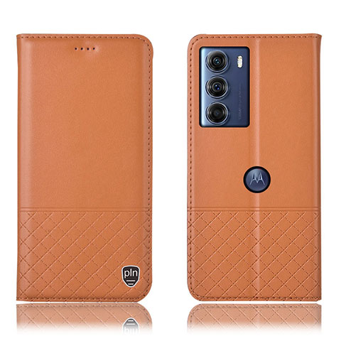 Funda de Cuero Cartera con Soporte Carcasa H10P para Motorola Moto Edge S30 5G Naranja