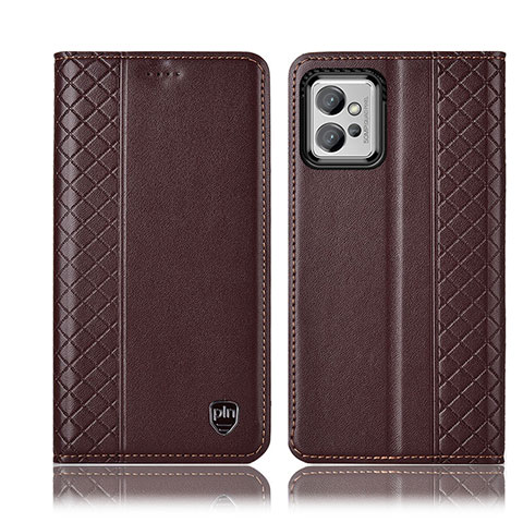 Funda de Cuero Cartera con Soporte Carcasa H10P para Motorola Moto G32 Marron