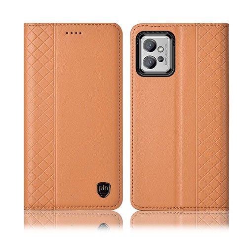 Funda de Cuero Cartera con Soporte Carcasa H10P para Motorola Moto G32 Naranja