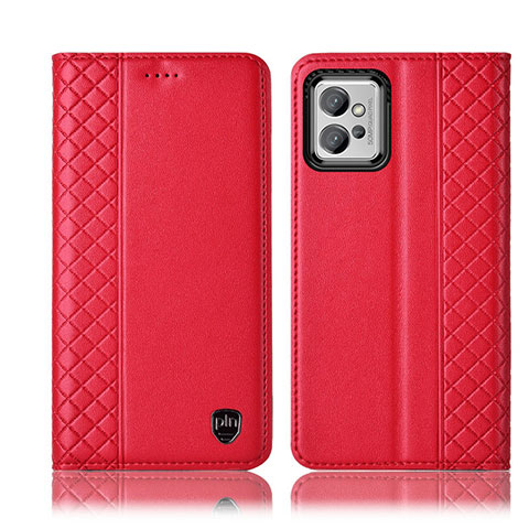 Funda de Cuero Cartera con Soporte Carcasa H10P para Motorola Moto G32 Rojo