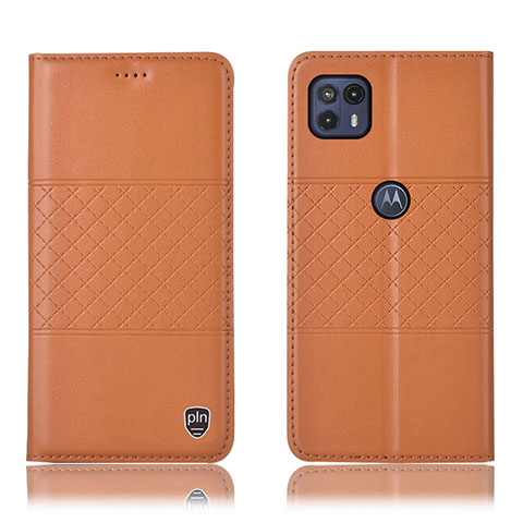 Funda de Cuero Cartera con Soporte Carcasa H10P para Motorola Moto G50 5G Naranja