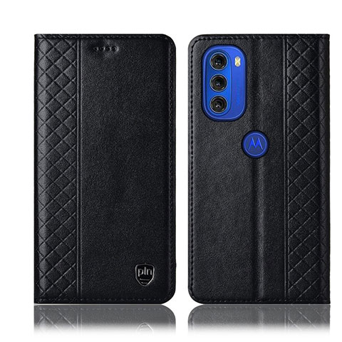 Funda de Cuero Cartera con Soporte Carcasa H10P para Motorola Moto G51 5G Negro