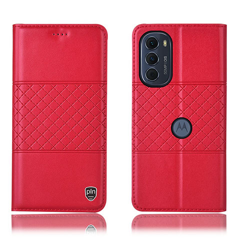 Funda de Cuero Cartera con Soporte Carcasa H10P para Motorola MOTO G52 Rojo