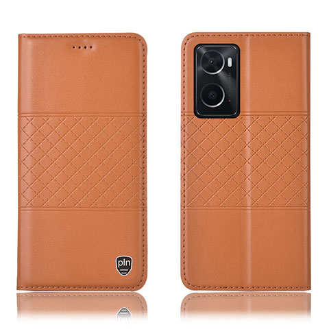 Funda de Cuero Cartera con Soporte Carcasa H10P para Oppo A36 Naranja