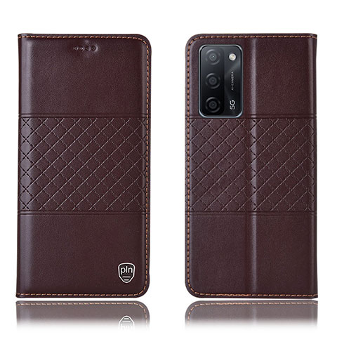 Funda de Cuero Cartera con Soporte Carcasa H10P para Oppo A53s 5G Marron