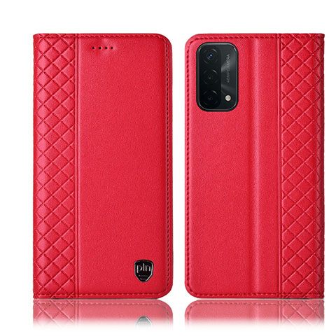 Funda de Cuero Cartera con Soporte Carcasa H10P para Oppo A54 5G Rojo