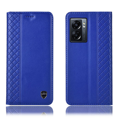 Funda de Cuero Cartera con Soporte Carcasa H10P para Oppo A56S 5G Azul