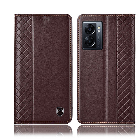 Funda de Cuero Cartera con Soporte Carcasa H10P para Oppo A56S 5G Marron