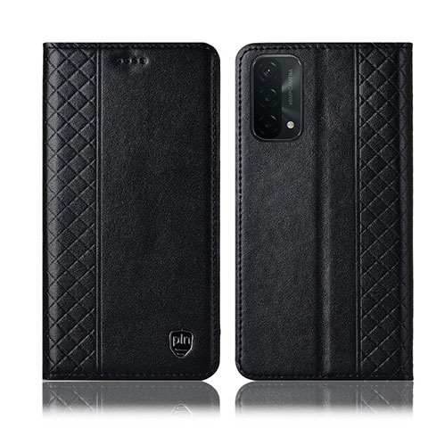 Funda de Cuero Cartera con Soporte Carcasa H10P para Oppo A74 5G Negro