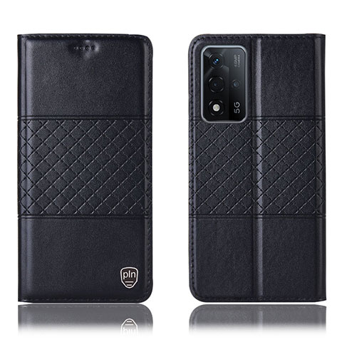 Funda de Cuero Cartera con Soporte Carcasa H10P para Oppo A93s 5G Negro