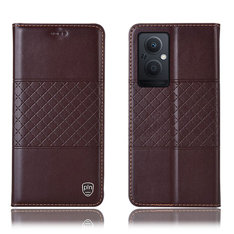 Funda de Cuero Cartera con Soporte Carcasa H10P para Oppo F21 Pro 5G Marron