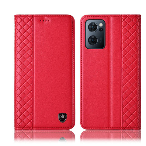 Funda de Cuero Cartera con Soporte Carcasa H10P para Oppo Find X5 Lite 5G Rojo