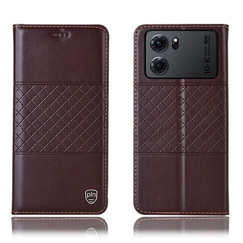 Funda de Cuero Cartera con Soporte Carcasa H10P para Oppo K10 5G Marron