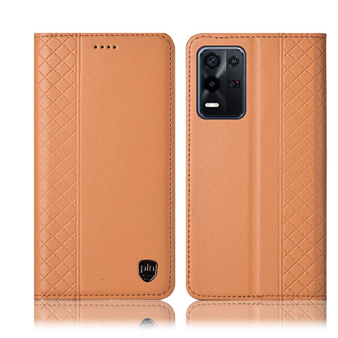 Funda de Cuero Cartera con Soporte Carcasa H10P para Oppo K9X 5G Naranja