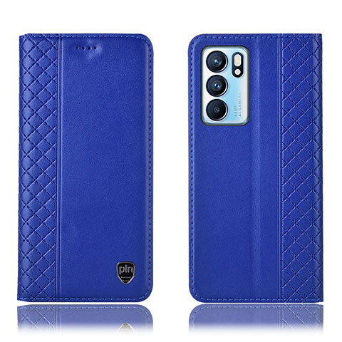 Funda de Cuero Cartera con Soporte Carcasa H10P para Oppo Reno6 5G Azul